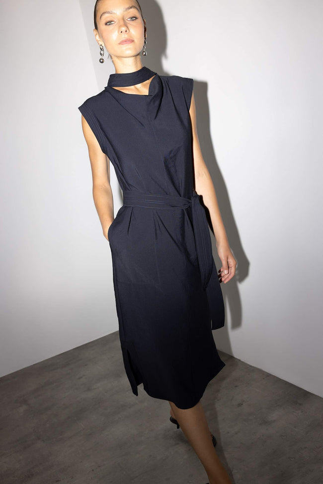 Modal Sleeveless Midi Dress with Tie Detail Hover Image