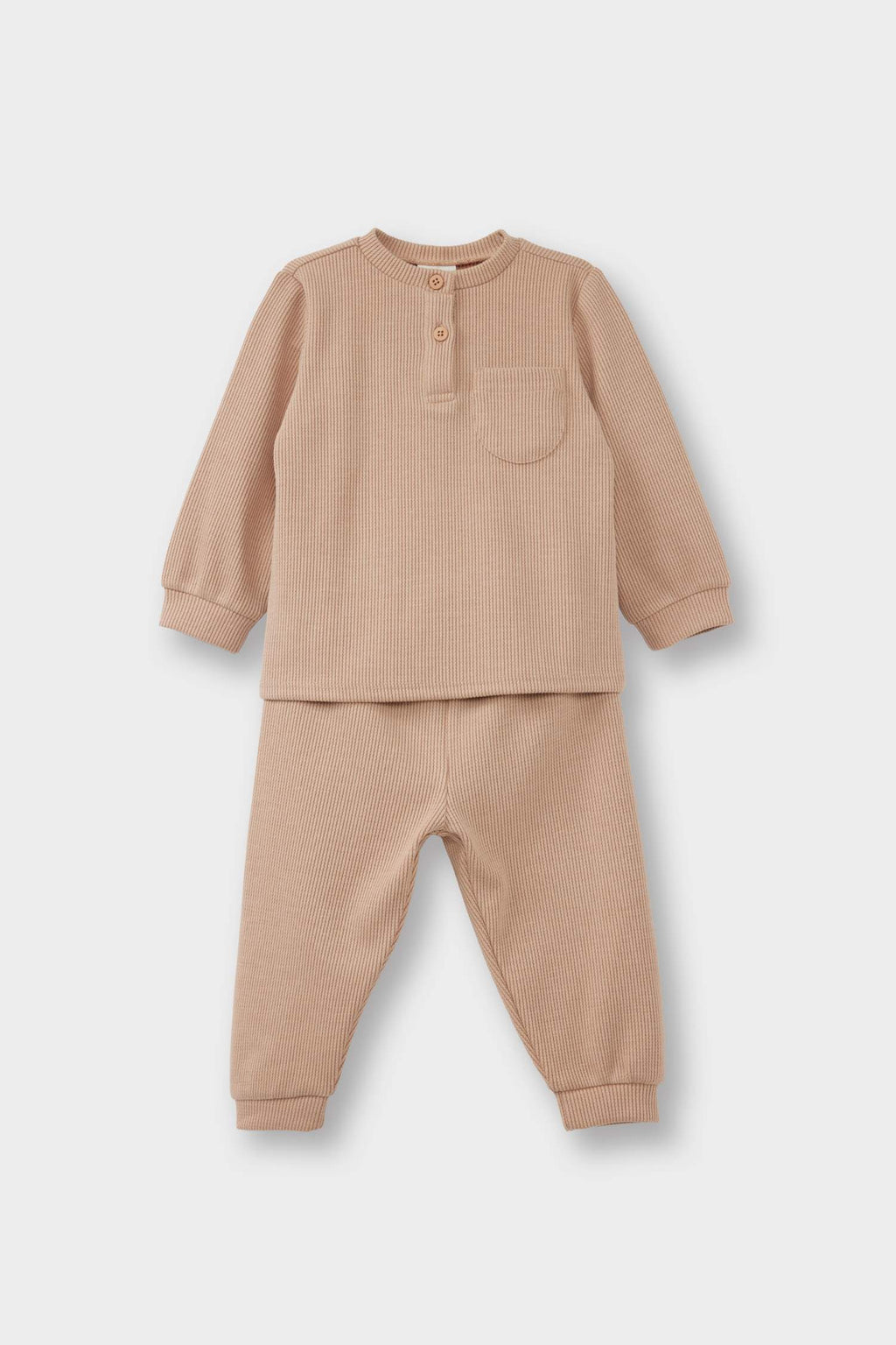 Baby Boy Pajama Set: Long-Sleeved Waffle Top and Long Bottoms