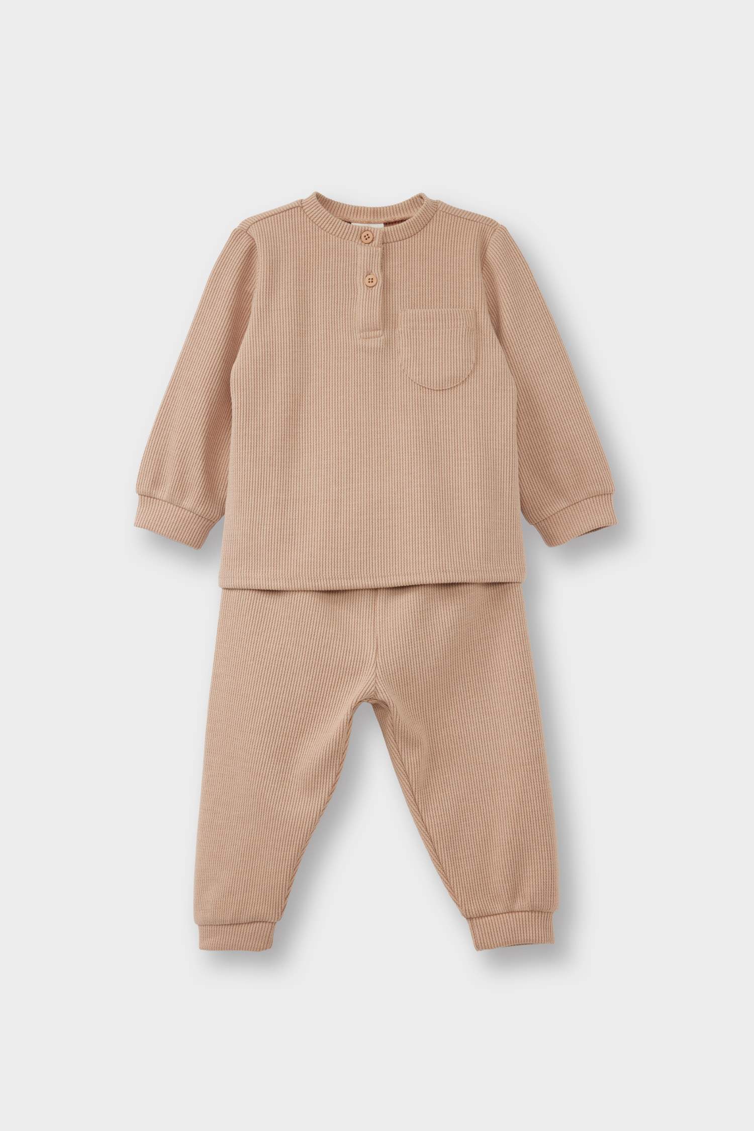 Baby Boy Pajama Set: Long-Sleeved Waffle Top and Long Bottoms