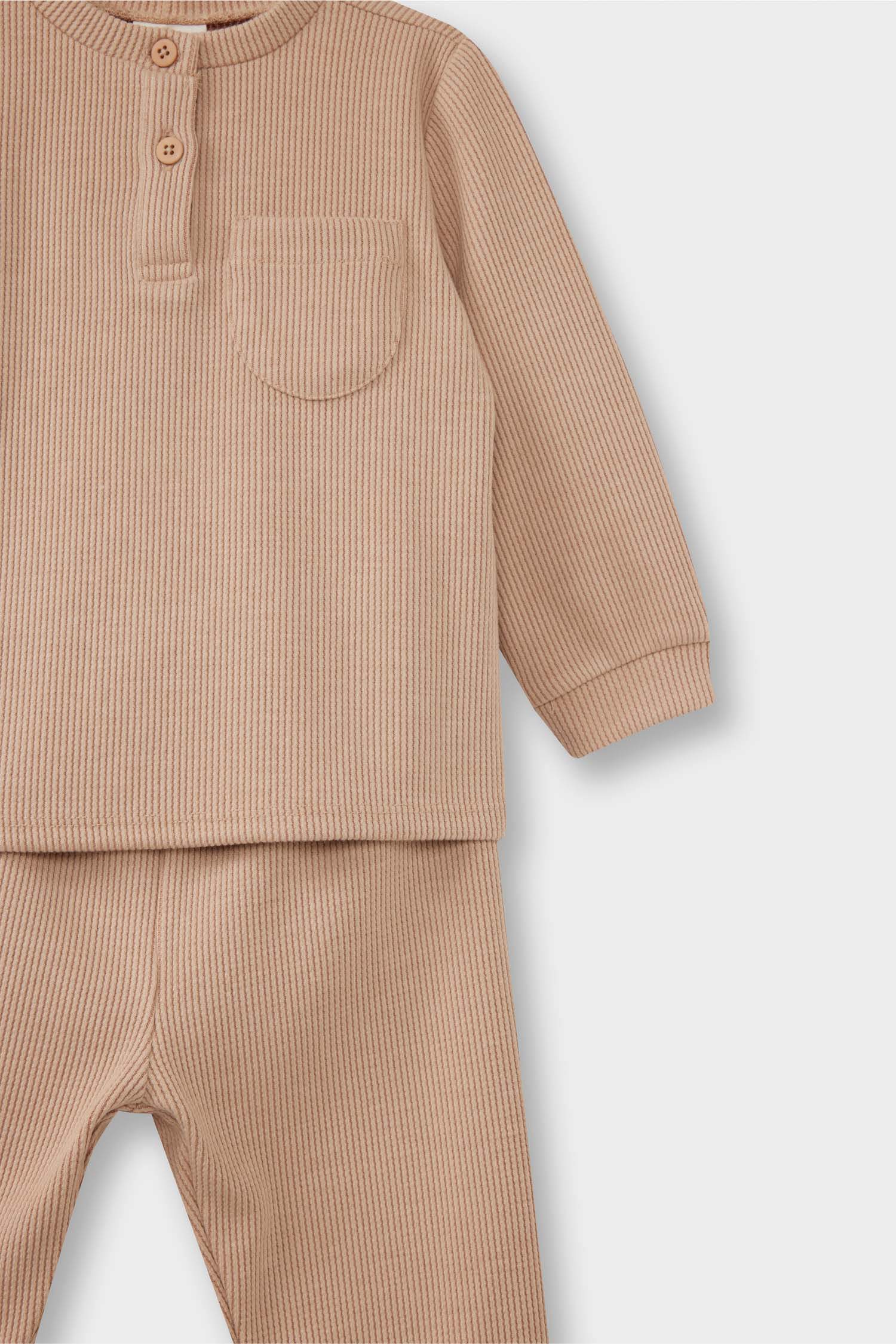 Baby Boy Pajama Set: Long-Sleeved Waffle Top and Long Bottoms