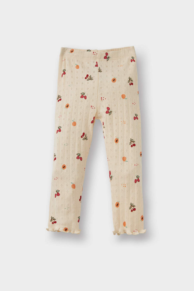 Baby Girl Pajama Set Fruit Patterned Long Sleeve Ribbed Camisole Top Long Bottom Main Image