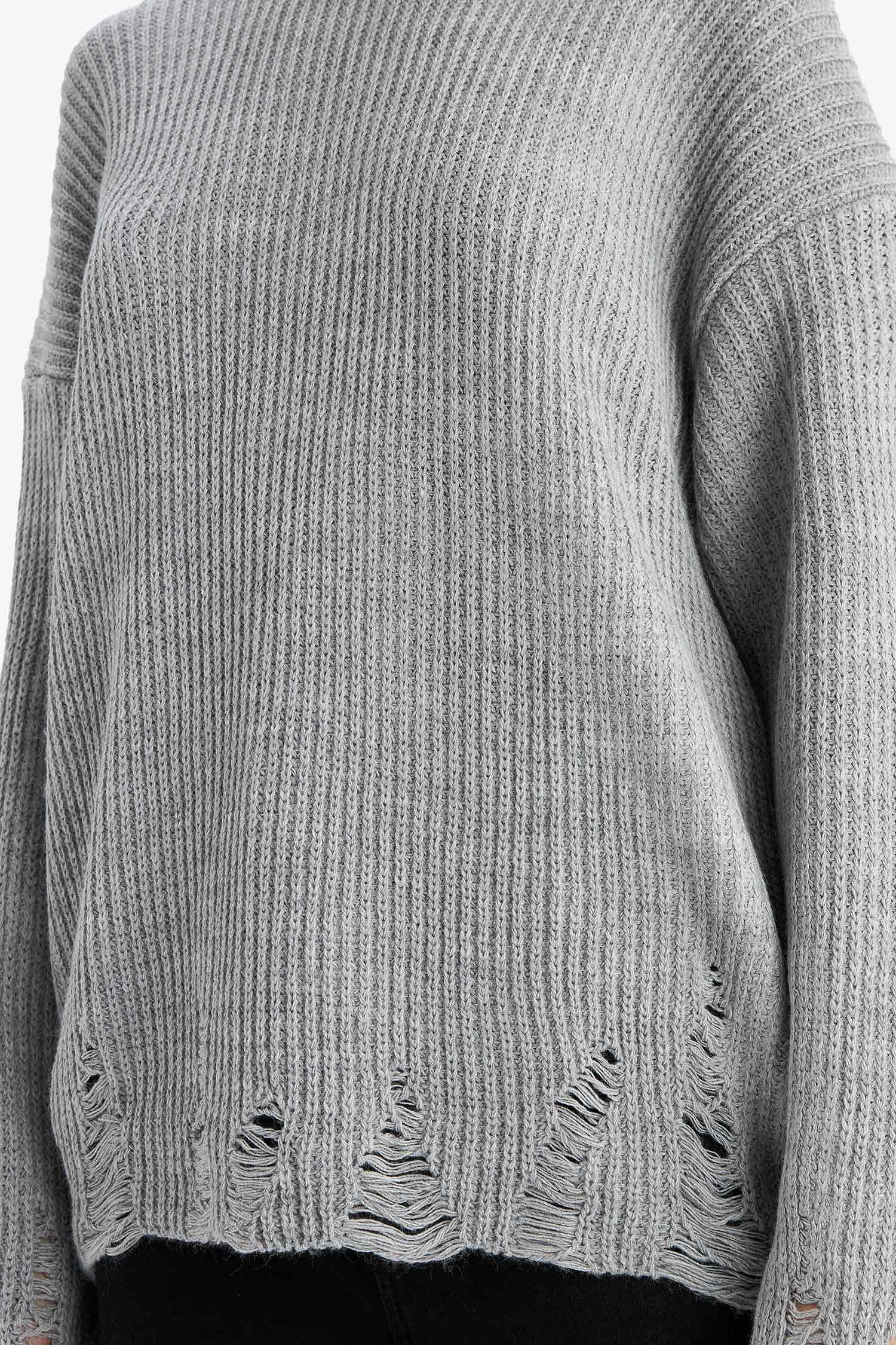 Oversize Wide Pattern Crew Neck Sweater