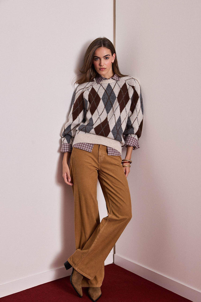 Straight Wide Zippered Regular Waist Standard Length Velvet Trousers Hover Image