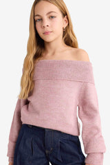 Girls Off-Shoulder Knitted Sweater