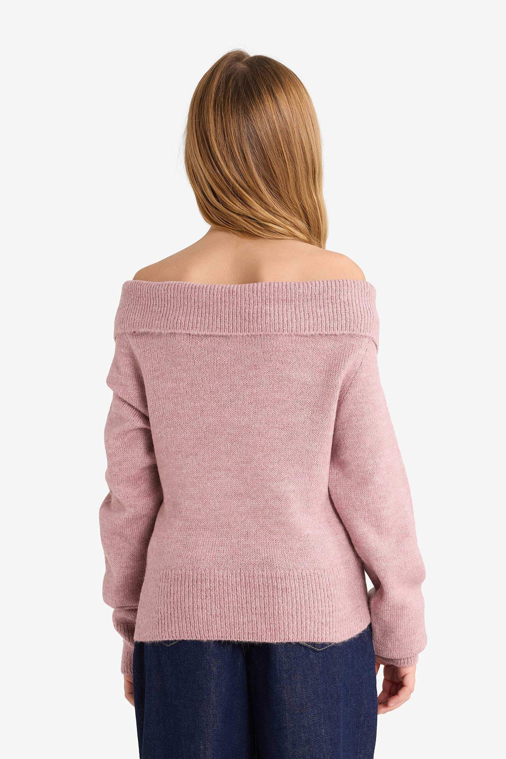 Girls Off-Shoulder Knitted Sweater