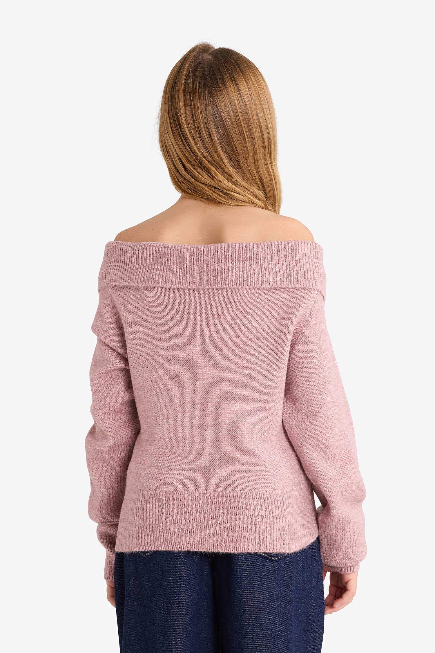 Girls Off-Shoulder Knitted Sweater