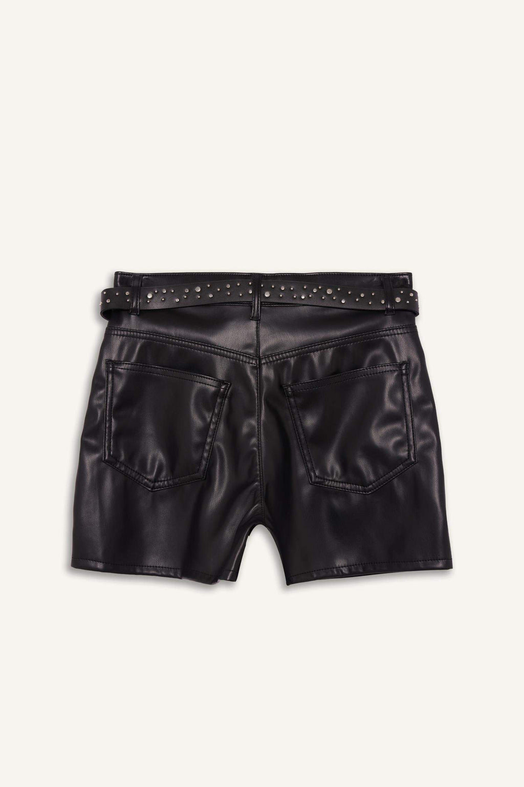Regular Waist Crop Leg Faux Leather Shorts