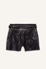Regular Waist Crop Leg Faux Leather Shorts
