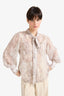 Regular Fit Bow Neck Snake Pattern Chiffon Long Sleeve Blouse