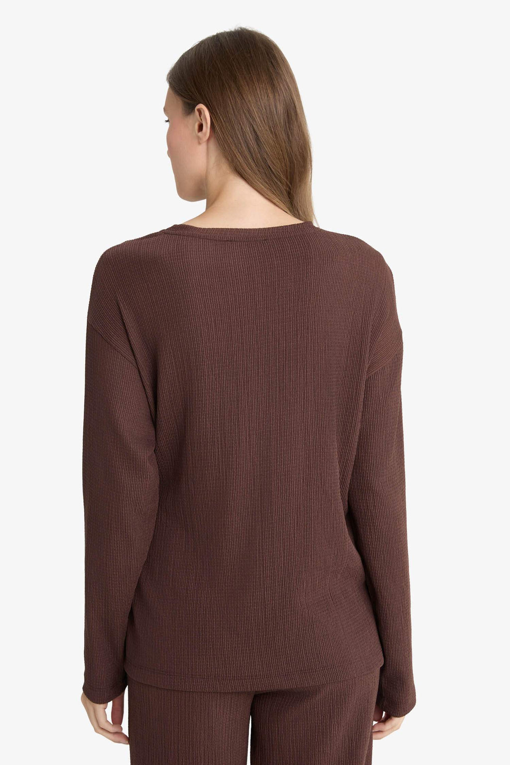 Regular Fit Crew Neck Wrap Long Sleeve T-Shirt