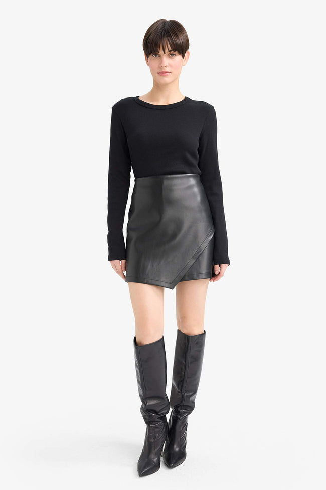Faux Leather High Waist Shorts Hover Image