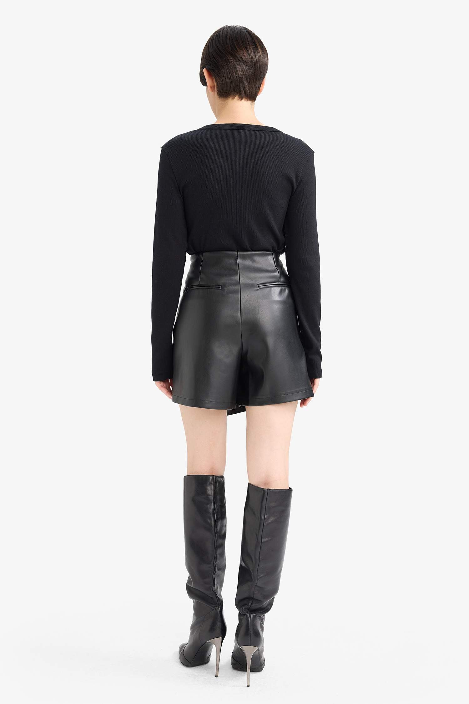 Faux Leather High Waist Shorts
