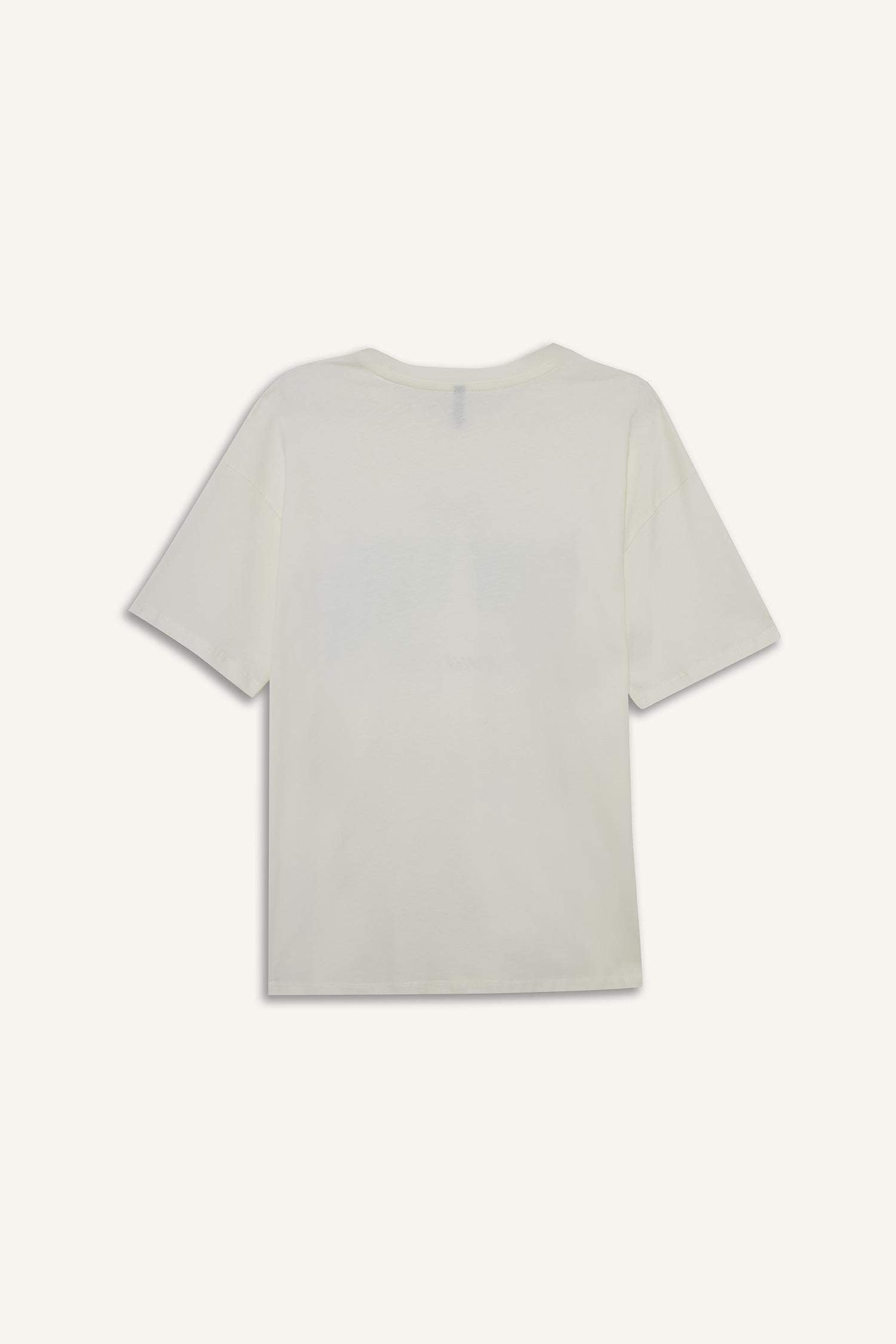 Oversize Loose Fit Crew Neck Printed Short Sleeve T-Shirt