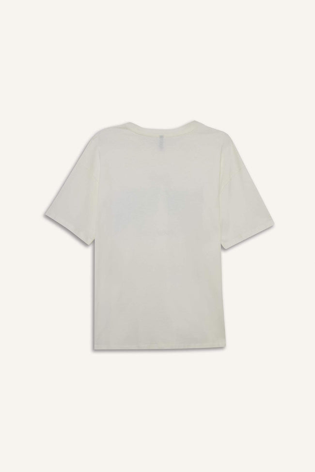 Oversize Loose Fit Crew Neck Printed Short Sleeve T-Shirt Main Image