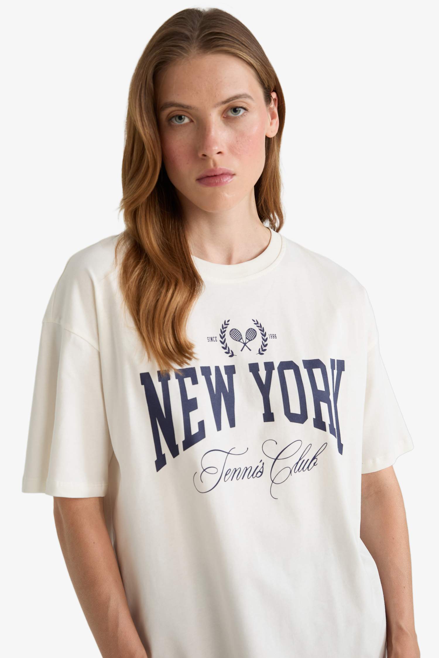 Oversize Loose Fit Crew Neck Printed Short Sleeve T-Shirt