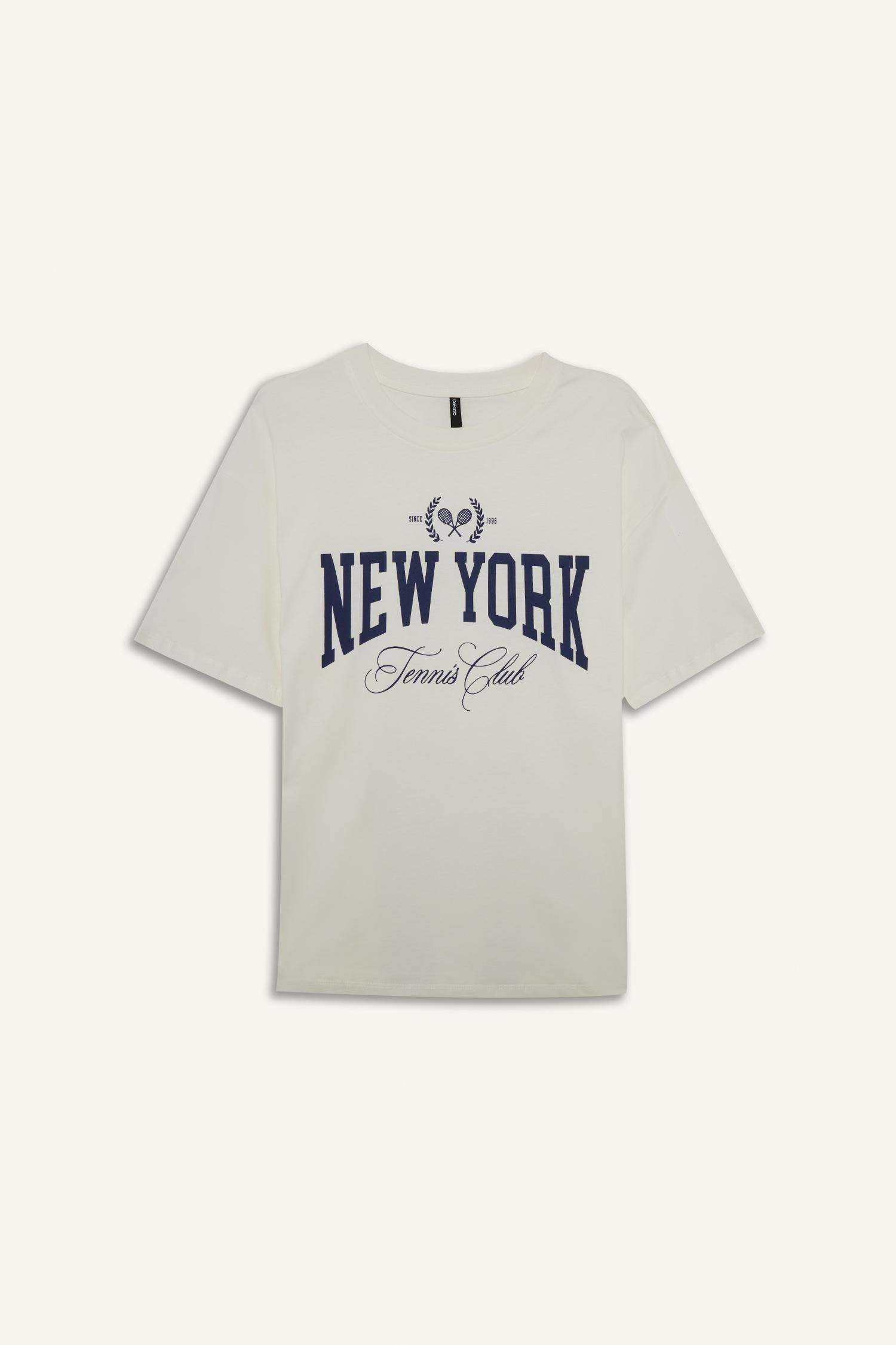 Oversize Loose Fit Crew Neck Printed Short Sleeve T-Shirt