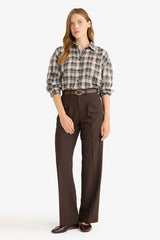 Oversize Loose Fit Plaid Flannel Long-Sleeve Shirt