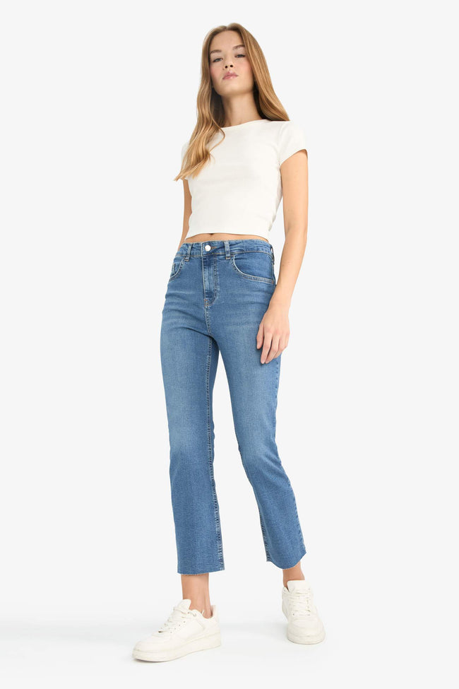 Crop Flare Fit Low Waist Ankle Length Washed Jean Trousers Main Image