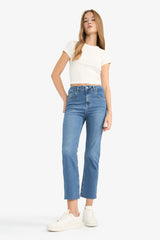 Crop Flare Fit Low Waist Ankle Length Washed Jean Trousers