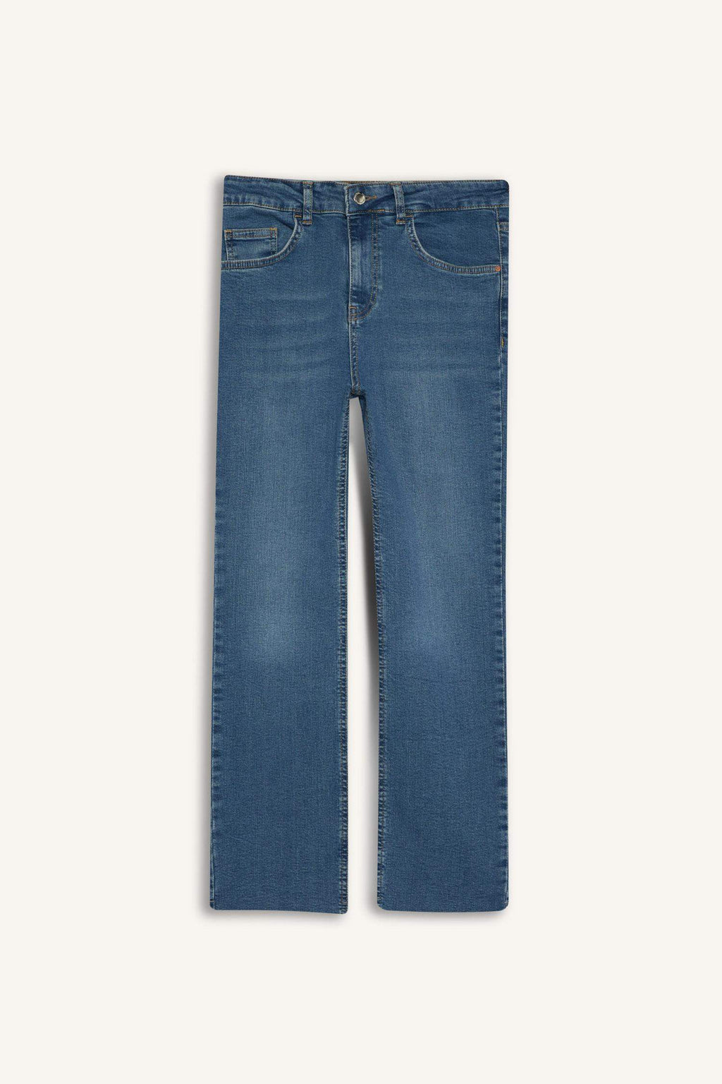 Crop Flare Fit Low Waist Ankle Length Washed Jean Trousers