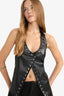 Halter Neck Faux Leather Vest