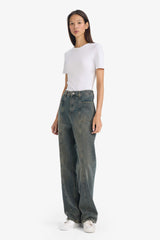 90s Wide Leg High Waist Long Washed Jeans