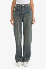 90s Wide Leg High Waist Long Washed Jeans