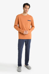 Pajama Set Regular Fit Long Sleeve Top Long Bottom