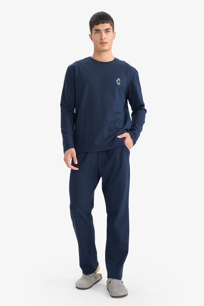 Pajama Set Regular Fit Long Sleeve Waffle Top Long Bottom Hover Image