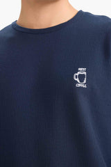 Pajama Set Regular Fit Long Sleeve Waffle Top Long Bottom