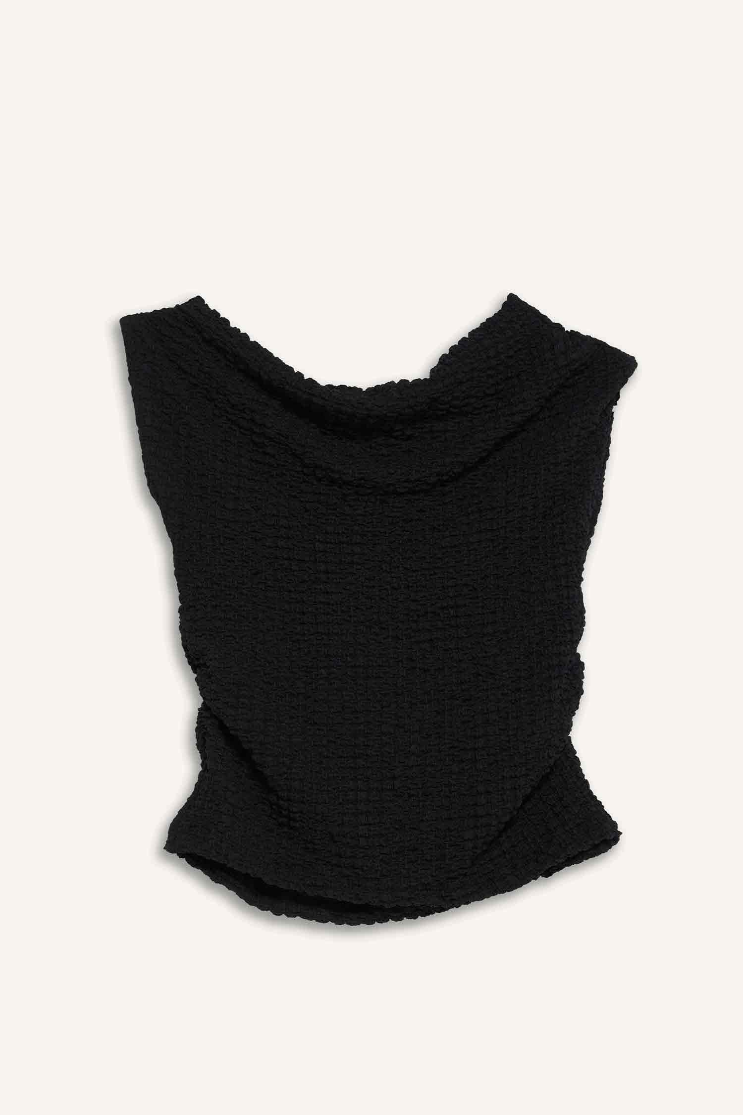 Slim Fit Narrow Cut One-Shoulder Crinkle Blouse