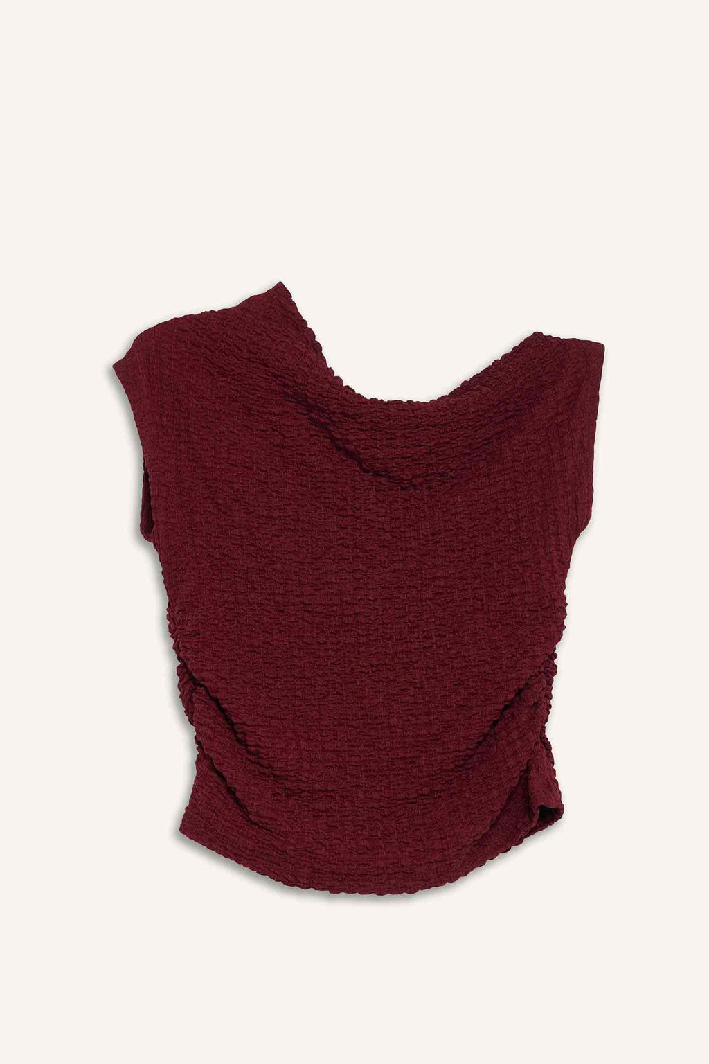 Slim Fit Narrow Cut One-Shoulder Crinkle Blouse