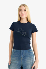 تيشيرت نص كم ريبانا بطبعة نجم مخصر