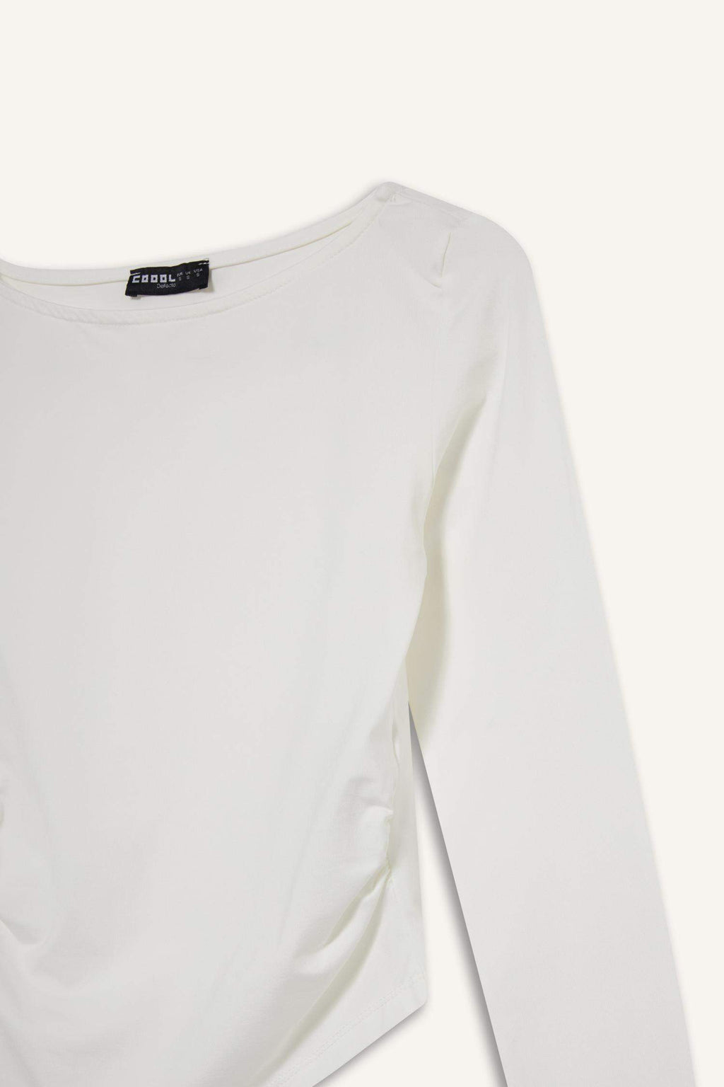 Fitted Crew Neck Ribbed Long Sleeve T-Shirt