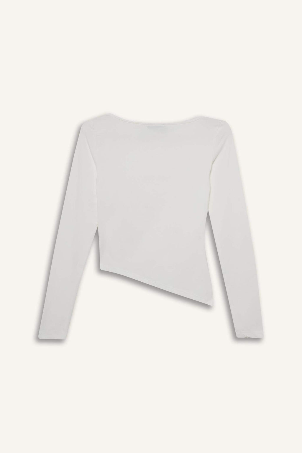 Fitted Crew Neck Ribbed Long Sleeve T-Shirt