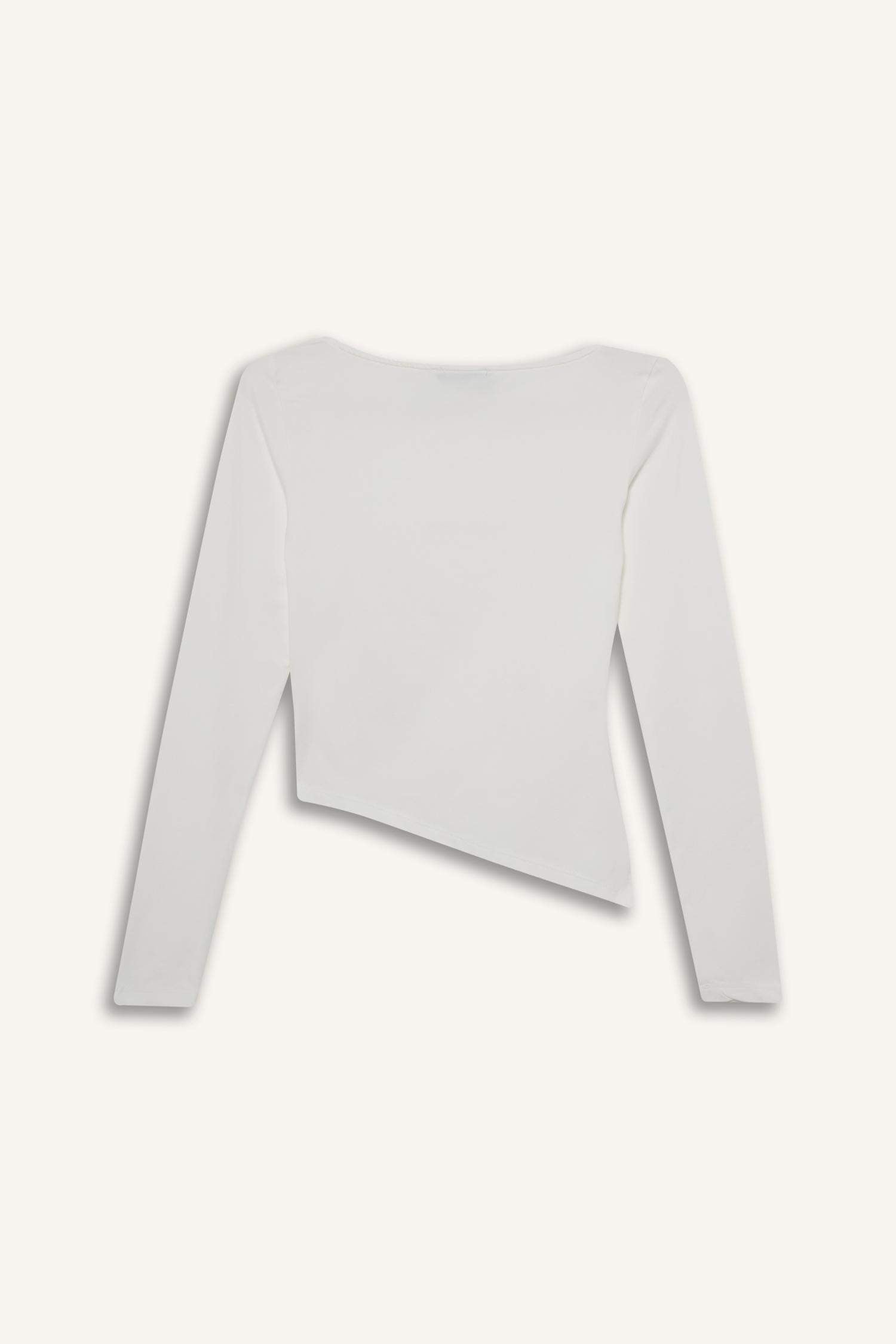 Fitted Crew Neck Ribbed Long Sleeve T-Shirt