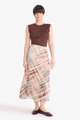 Pencil Patterned Regular Waist Lined Chiffon Midi Skirt