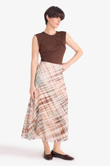 Pencil Patterned Regular Waist Lined Chiffon Midi Skirt