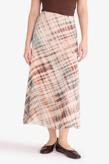 Pencil Patterned Regular Waist Lined Chiffon Midi Skirt