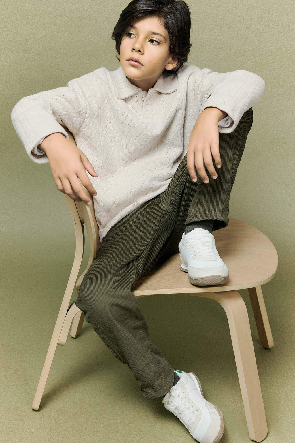 Boys Polo Collar Long-Sleeve T-Shirt