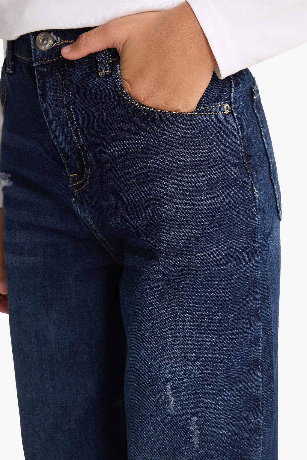 Boys Loose Fit Ripped Detailed Straight Leg Jean Trousers