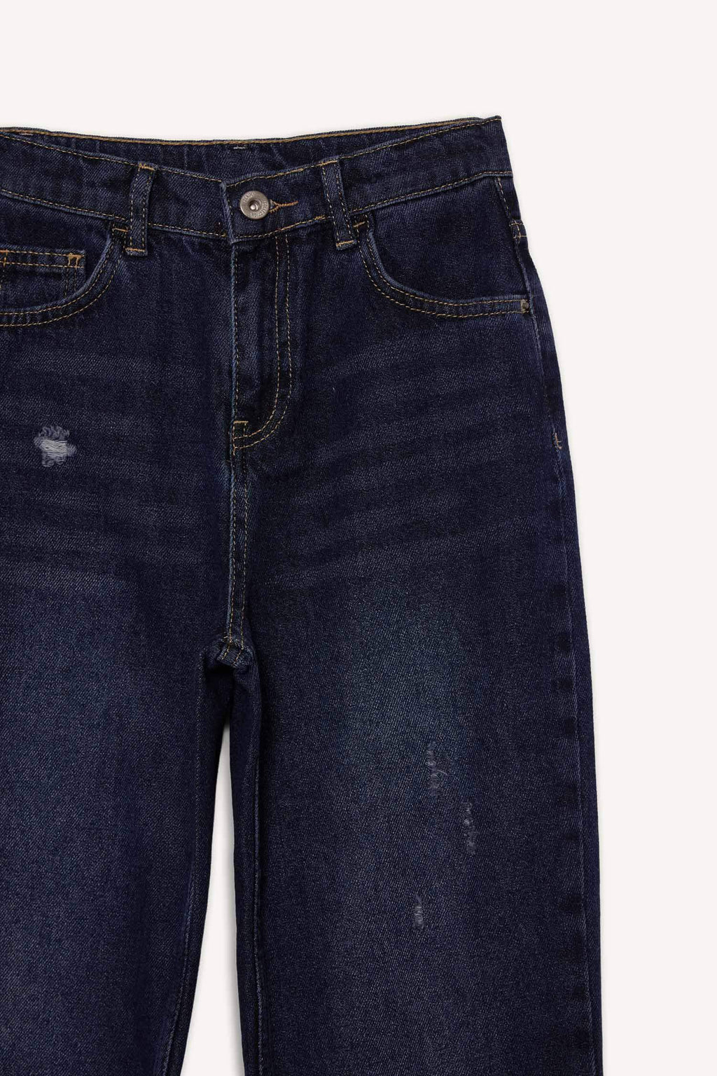 Boys Loose Fit Ripped Detailed Straight Leg Jean Trousers