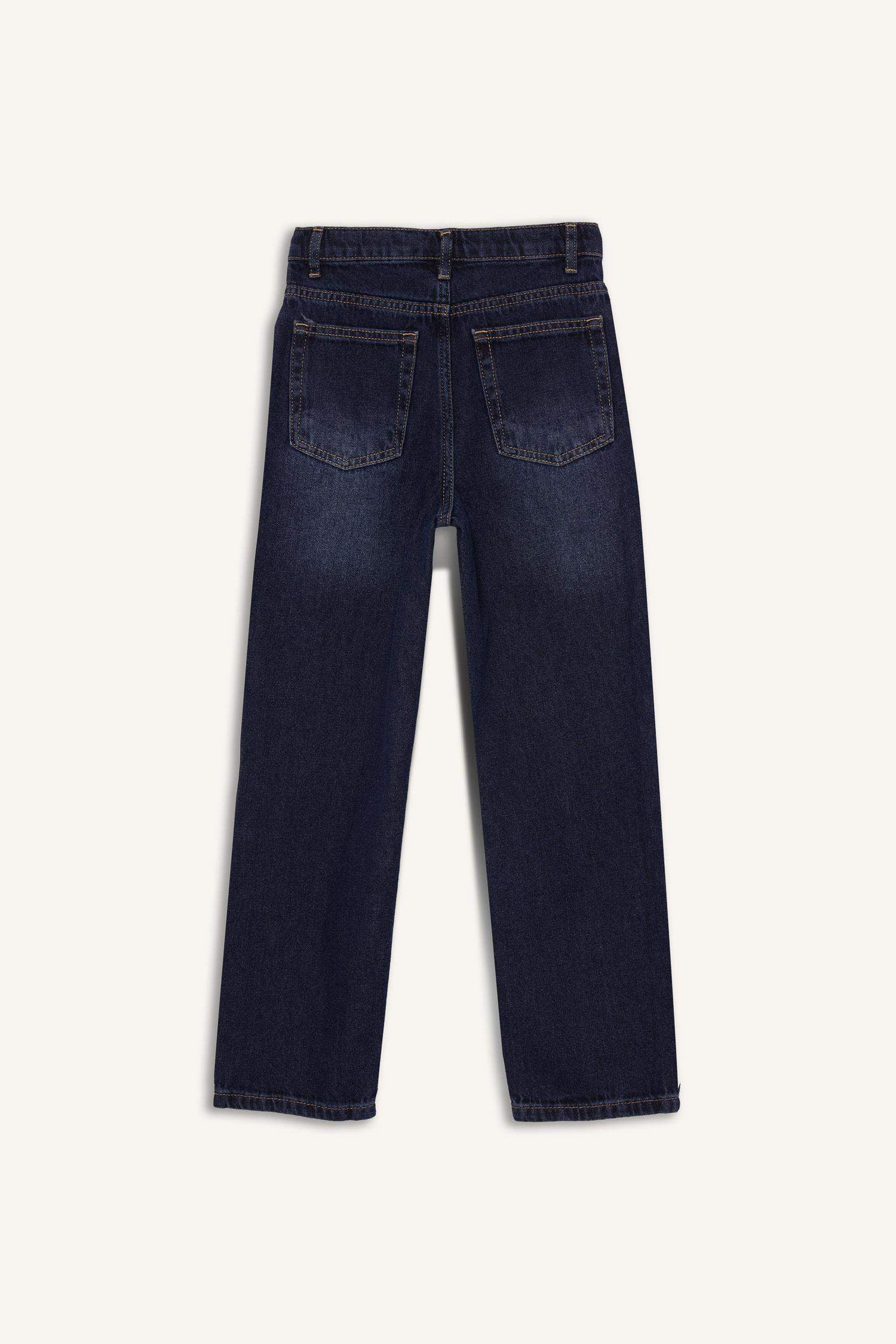 Boys Loose Fit Ripped Detailed Straight Leg Jean Trousers