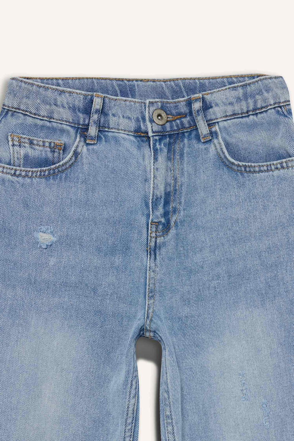 Boys Loose Fit Ripped Detailed Straight Leg Jean Trousers