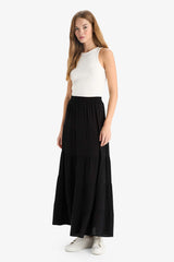 A-Line Normal Waist Crinkle Viscose Maxi Skirt