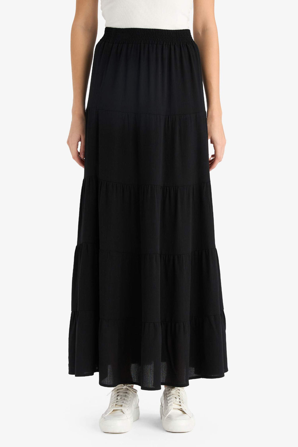 A-Line Normal Waist Crinkle Viscose Maxi Skirt