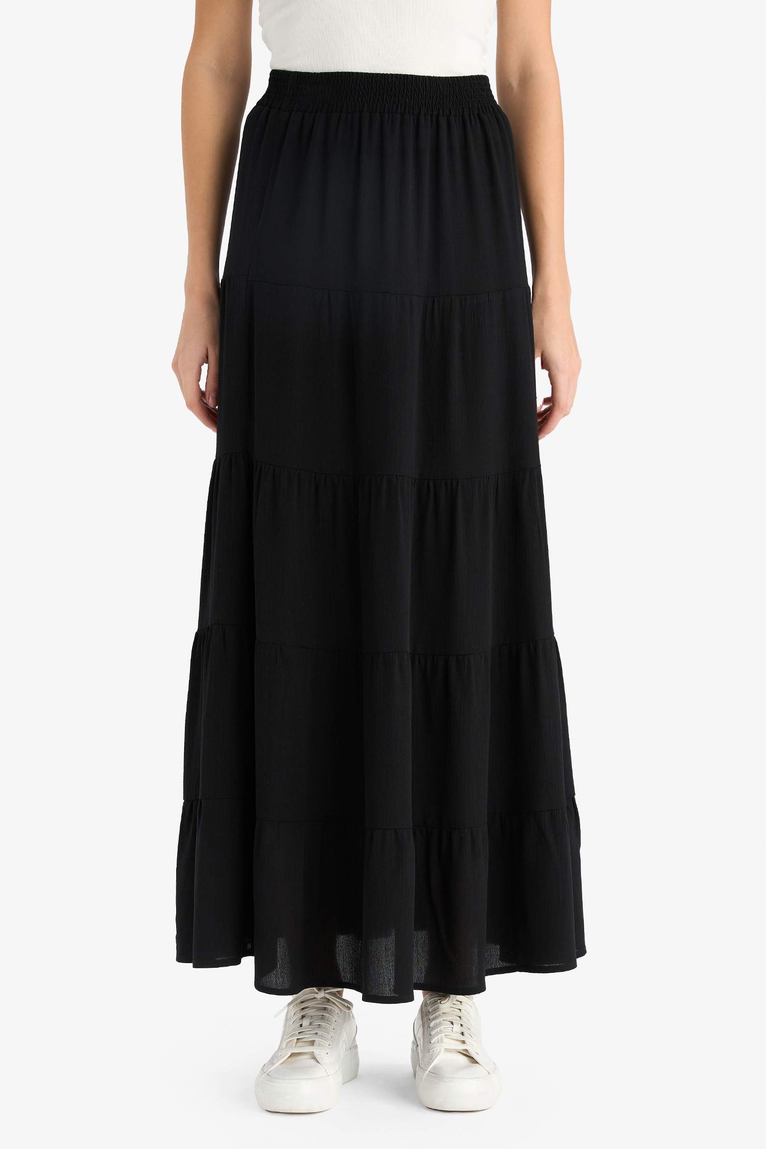 A-Line Normal Waist Crinkle Viscose Maxi Skirt