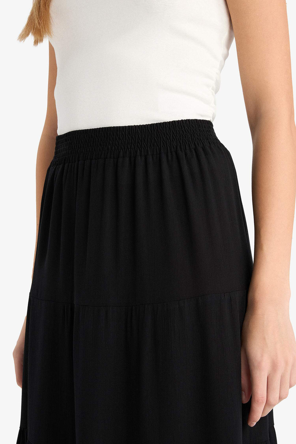 A-Line Normal Waist Crinkle Viscose Maxi Skirt