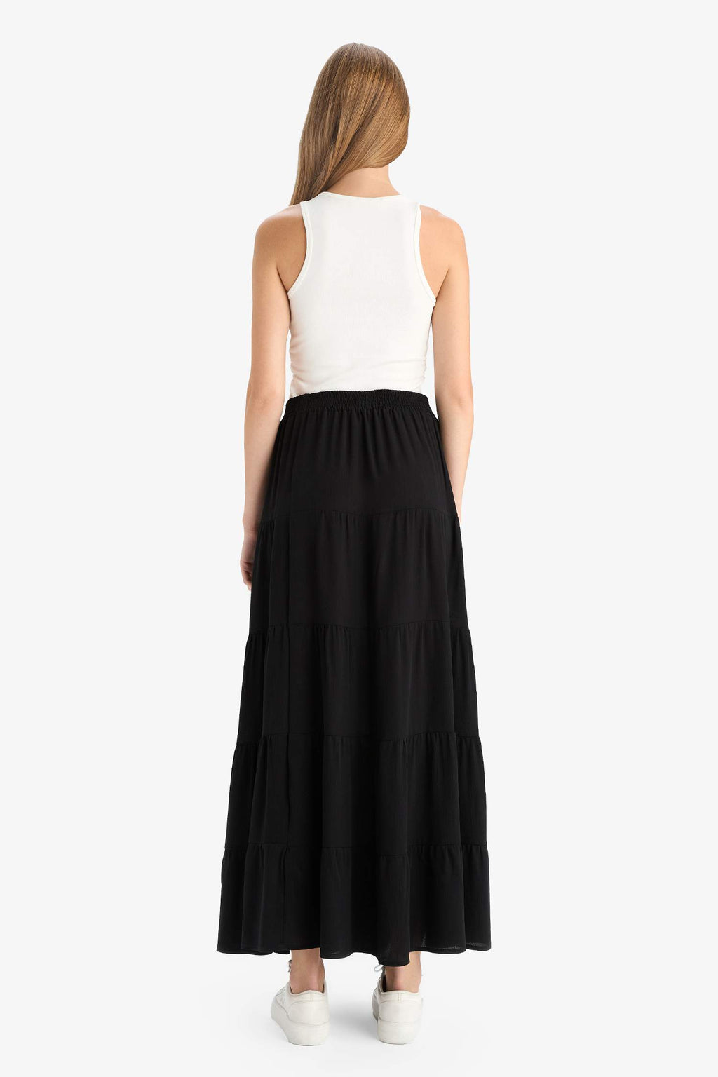 A-Line Normal Waist Crinkle Viscose Maxi Skirt