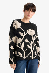 Oversize Loose Fit Crew Neck Knit Sweater